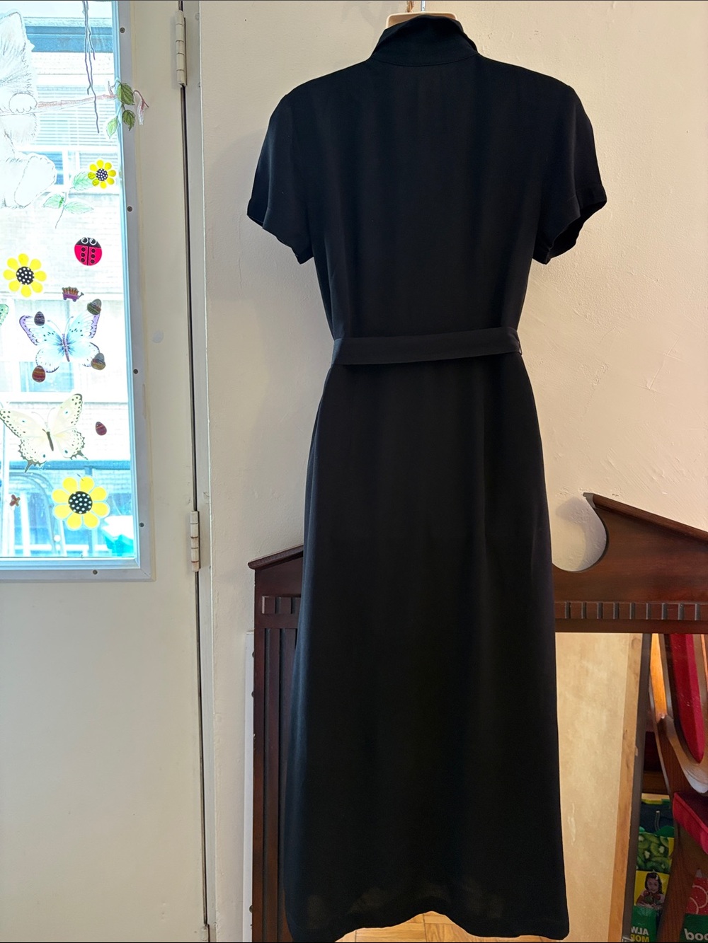 Wilfred Black Button-Front Maxi Shirt Dress with Tie Waist. Viscose - Picture 2 of 7